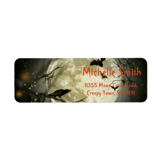 パーソナライズされたカスタム月のハロウィーンカラス ラベル (正面)