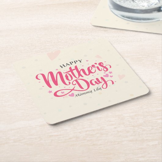 パーソナライズされたカスタム母の日 |コースター スクエアペーパーコースター (アングル)