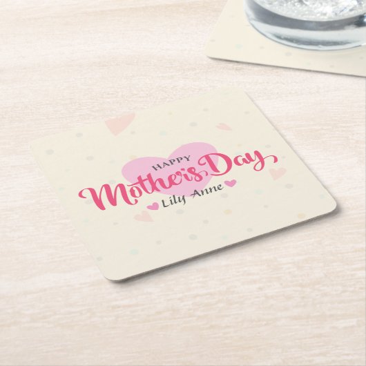パーソナライズされたカスタム母の日 |コースター スクエアペーパーコースター (アングル)