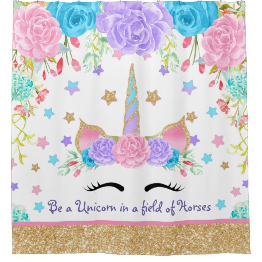 パーソナライズされたカスタム水カラーフローラ シャワーカーテン (正面)