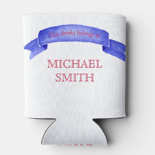 パーソナライズされたカスタム水彩米国国旗 缶クーラー (裏面)