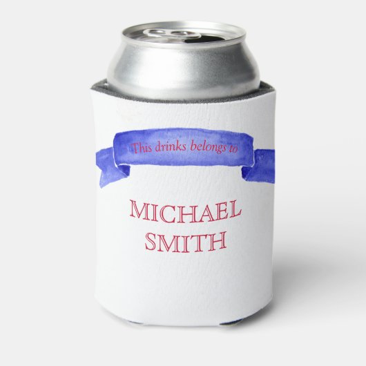 パーソナライズされたカスタム水彩米国国旗 缶クーラー (缶裏面)
