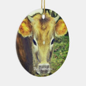 パーソナライズされたカスタム牛の写真 セラミックオーナメント (右)