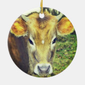 パーソナライズされたカスタム牛の写真 セラミックオーナメント (裏面)