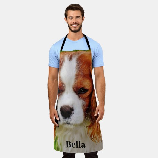 パーソナライズされたカスタム犬の愛人ペットの写真と名前 エプロン (着用した状態)