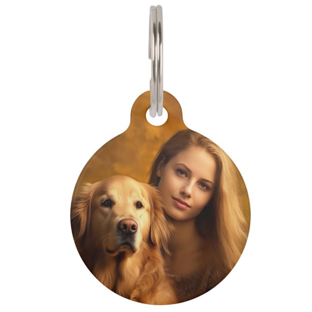 パーソナライズされたカスタム犬の猫写真と文字 ペット　ネームタグ (正面)