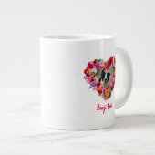 パーソナライズされたカスタム犬/ペットフォトバラハート ジャンボコーヒーマグカップ (正面右)