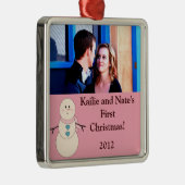 パーソナライズされたカスタム素朴雪だるまオーナメント メタルオーナメント (右)