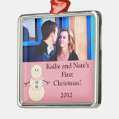 パーソナライズされたカスタム素朴雪だるまオーナメント メタルオーナメント (左)