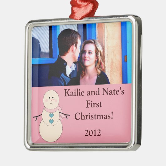 パーソナライズされたカスタム素朴雪だるまオーナメント メタルオーナメント (左)