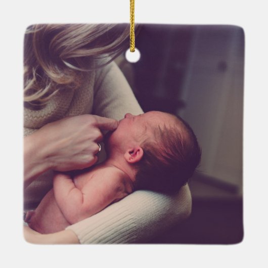 パーソナライズされたカスタム自分の写真 セラミックオーナメント (裏面)