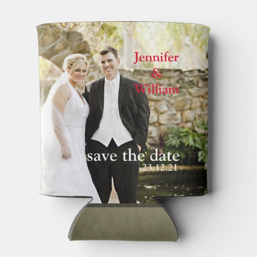 パーソナライズされたカスタム自分の写結婚真 缶クーラー (裏面)