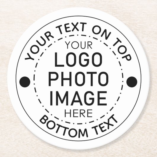 パーソナライズされたカスタム色文字写真ロゴ ラウンドペーパーコースター (正面)