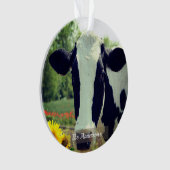 パーソナライズされたカスタム黒白カウフォト オーナメント (正面)