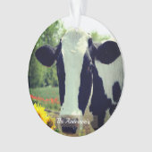 パーソナライズされたカスタム黒白カウフォト オーナメント (正面)