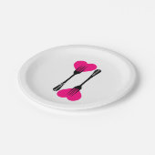 パーソナライズされたカスタムDinフォーク付きハートピンク ペーパープレート (アングル)