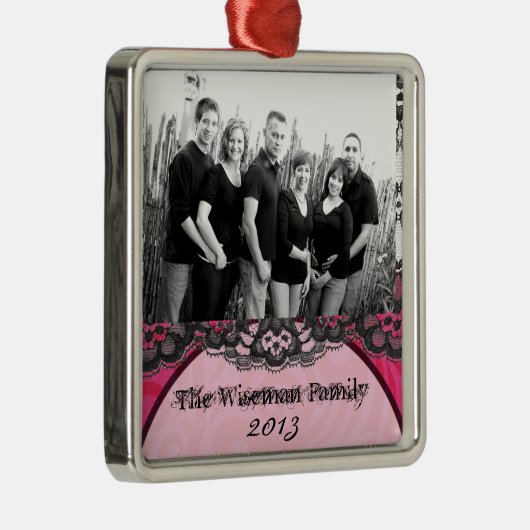 パーソナライズされたカスタムLace Zebra Prinフォトオーナメント メタルオーナメント (右)