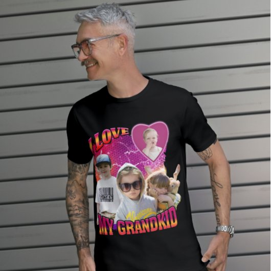 パーソナライズされたカスタムPhoto Bootleg I love Grandkid Tシャツ