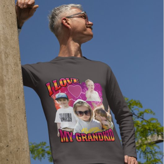 パーソナライズされたカスタムPhoto Bootleg I love Grandkid Tシャツ