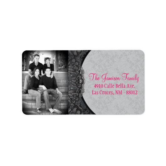 パーソナライズされたカスタムPhoto Lace Flora宛名ラベル ラベル (正面)