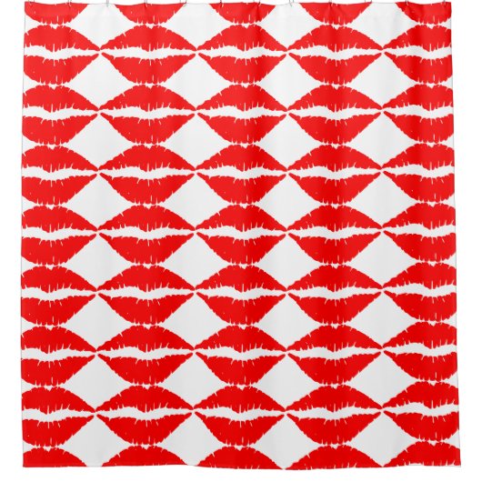 パーソナライズされたカスタムRed Lips シャワーカーテン (正面)