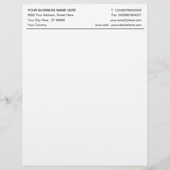 パーソナライズされたカスタムYour Business Letterhead レターヘッド (正面)