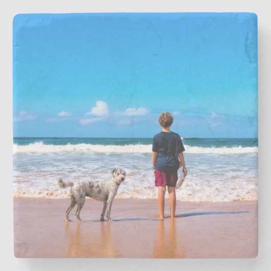 パーソナライズされたカスタムYour Pet Photo Stone Coaster ストーンコースター (正面)