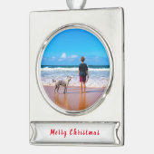 パーソナライズされたカスタムYour Photo Christmas Ornament シルバープレートバナーオーナメント (左)