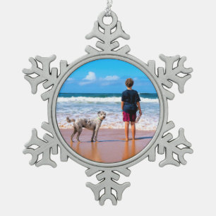 パーソナライズされたカスタムYour Photo Christmas Ornament スノーフレークピューターオーナメント