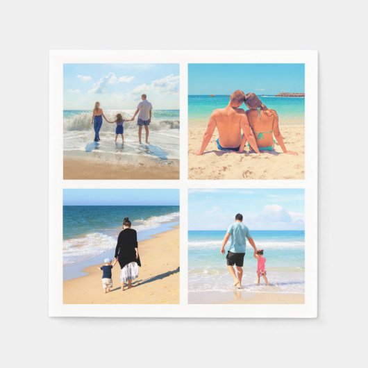パーソナライズされたカスタムYour Photo Collage Napkins スタンダードカクテルナプキン (正面)