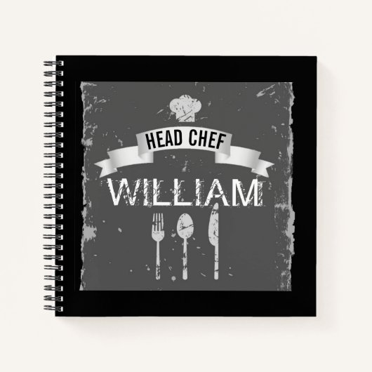 パーソナライズされたカッコいいレシピ書男性へ ノートブック (正面)