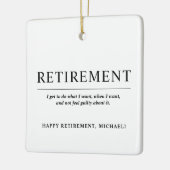 パーソナライズされたカッコいい白黒カスタム退職 セラミックオーナメント (左)