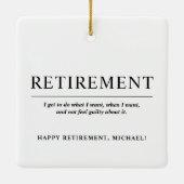 パーソナライズされたカッコいい白黒カスタム退職 セラミックオーナメント (裏面)