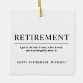 パーソナライズされたカッコいい白黒カスタム退職 セラミックオーナメント (正面)