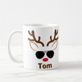 パーソナライズされたカッコいいSunglass Reindeer Christmas Mag コーヒーマグカップ (左)
