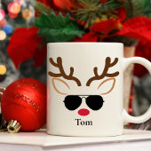 パーソナライズされたカッコいいSunglass Reindeer Christmas Mag コーヒーマグカップ