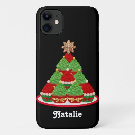 パーソナライズされたカップケーキクリスマスツリー赤と緑 Case-Mate iPhoneケース (裏面)