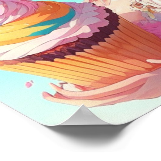 パーソナライズされたカップケーキ付きアお洒落ニメ ポスター (角)