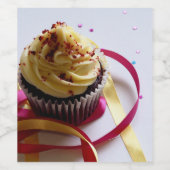 パーソナライズされたカップケーキ ワインラベル (シングルラベル)