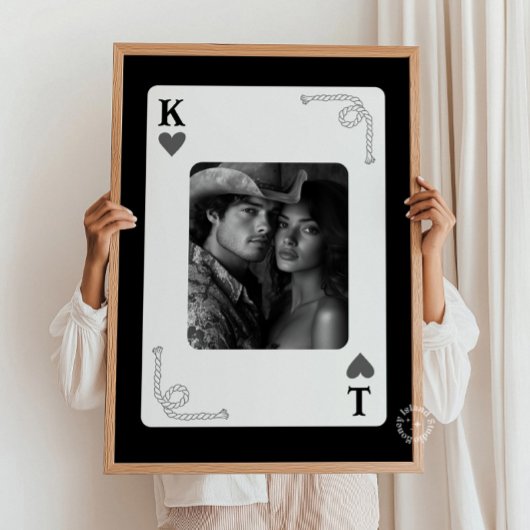 パーソナライズされたカップルウェスタン遊ズカードブラック ポスター