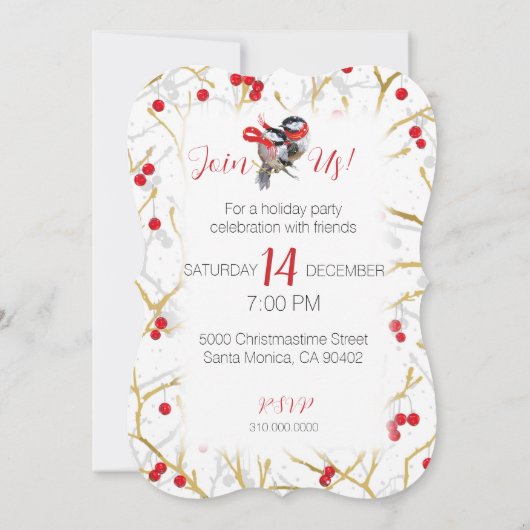 パーソナライズされたカップルクリスマスホリデーパーティー 招待状 (裏面)