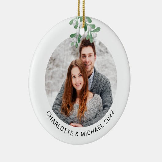 パーソナライズされたカップル写真植物学 セラミックオーナメント (右)