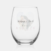 パーソナライズされたカップル写真結婚LOVE ステムなしワイングラス (裏面)