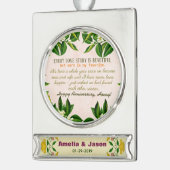 パーソナライズされたカップル結婚1周年 シルバープレートバナーオーナメント (左)