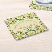 パーソナライズされたカップル結婚1周年 スクエアペーパーコースター (アングル)