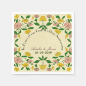 パーソナライズされたカップル結婚1周年 スタンダードカクテルナプキン (正面)