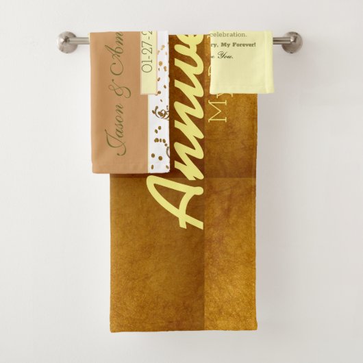 パーソナライズされたカップル結婚1周年 バスタオルセット (インサイチュ)