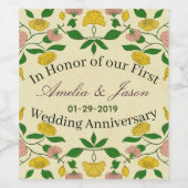 パーソナライズされたカップル結婚1周年 ワインラベル (シングルラベル)