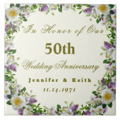 パーソナライズされたカップル50結婚周年 タイル (正面)