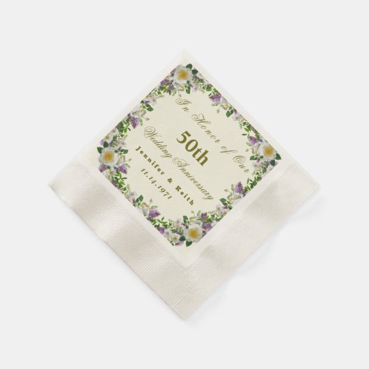 パーソナライズされたカップル50結婚周年 縁ありカクテルナプキン (角)